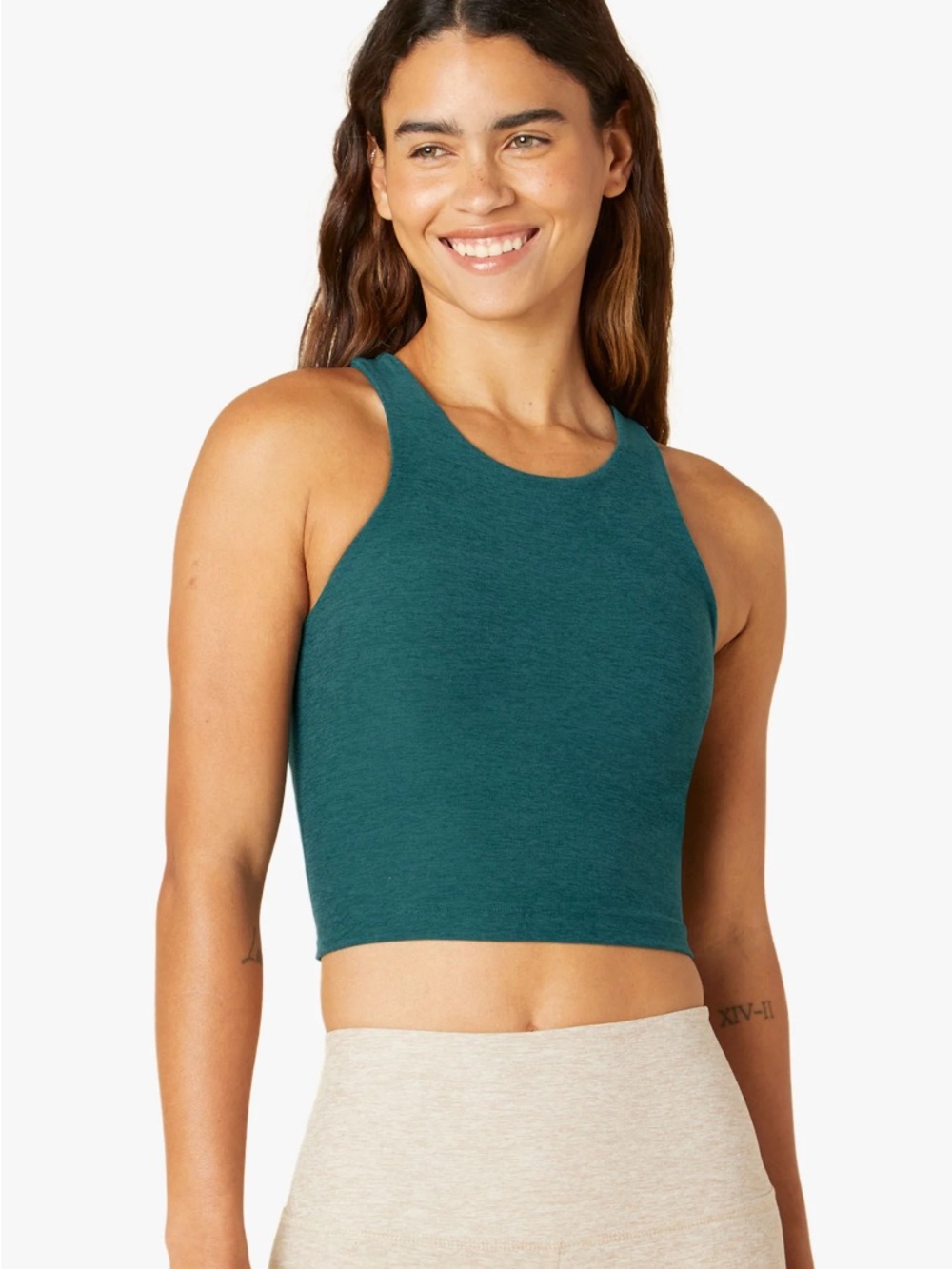 Beyond Yoga Spacedye Refocus Cropped Tank Deep Sea Heather - Medium